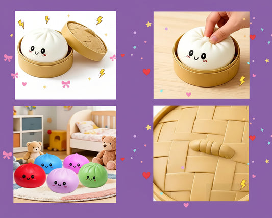 Dumpling Pressure Dumpling Squishies Cute Colorful Bun Toy Slow Rising Stress Relief Fidget Toy for Kids Adults Anti-Anxiety Toy